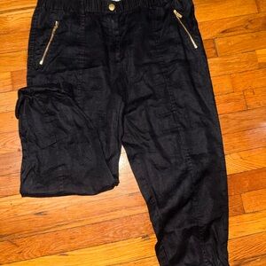 Calvin Klein Black Jogger Pants with Gold Zippers
